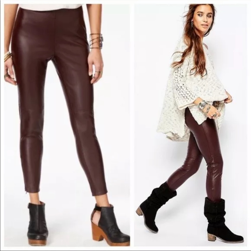 Free People Oxblood Vegan Leather Pants